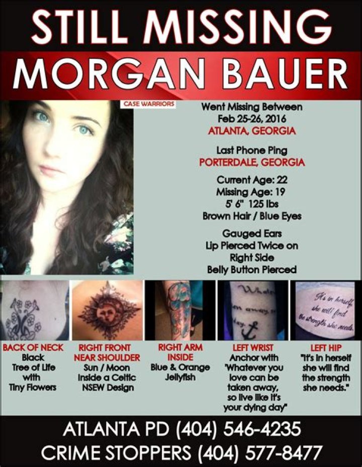 Morgan Bauer missing poster